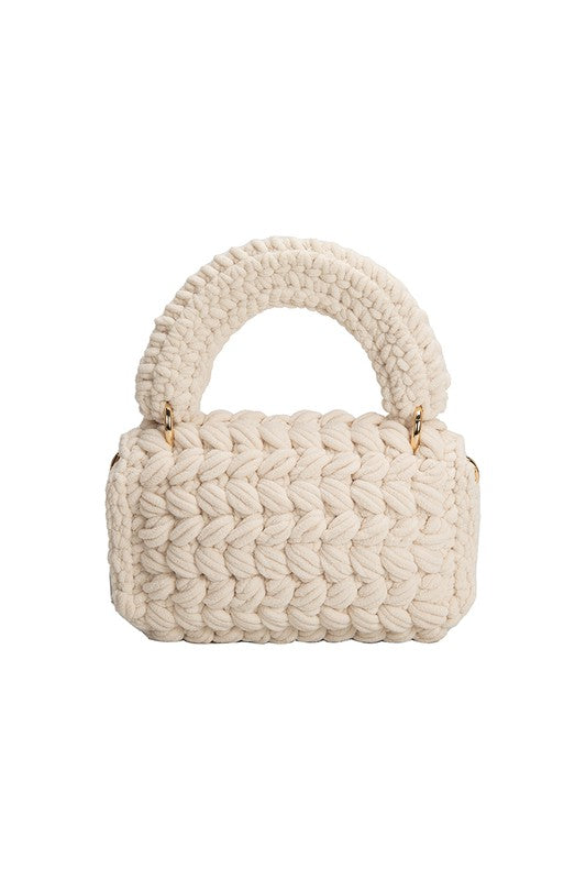 Melie Bianco Avery Top Handle Chenille Knit Crossbody Bag