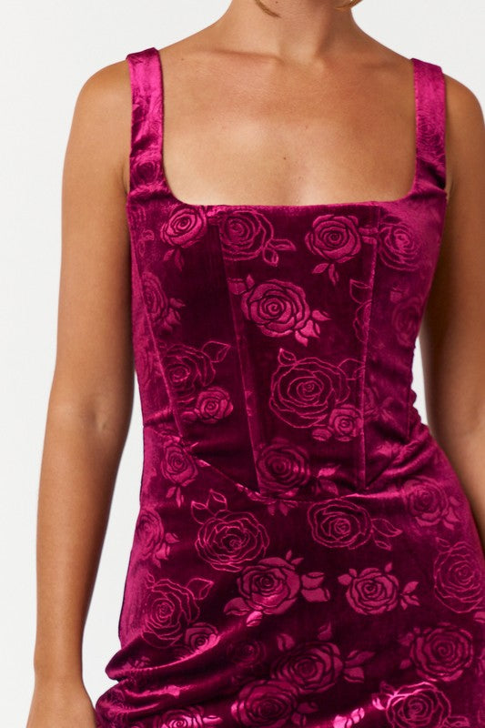 Velvet Rose Corset Bodycon Mini Dress