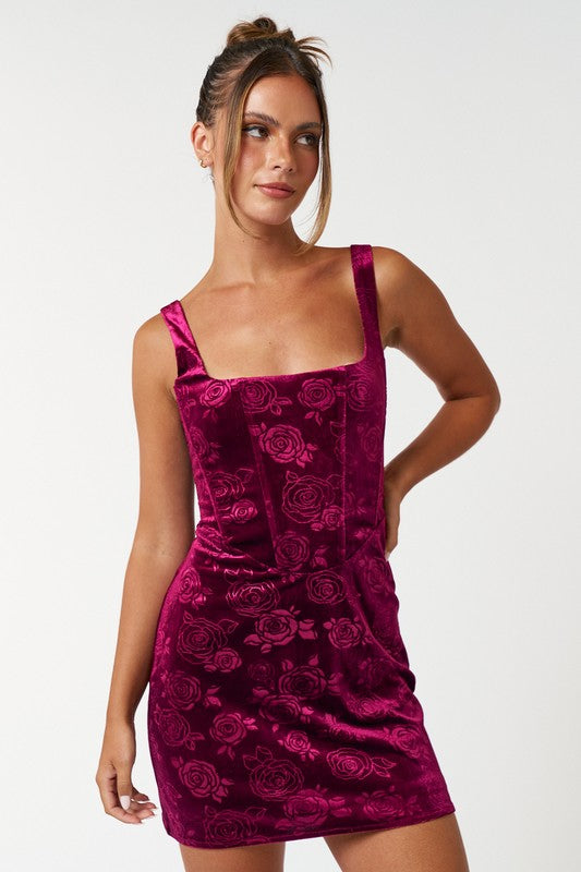 Velvet Rose Corset Bodycon Mini Dress