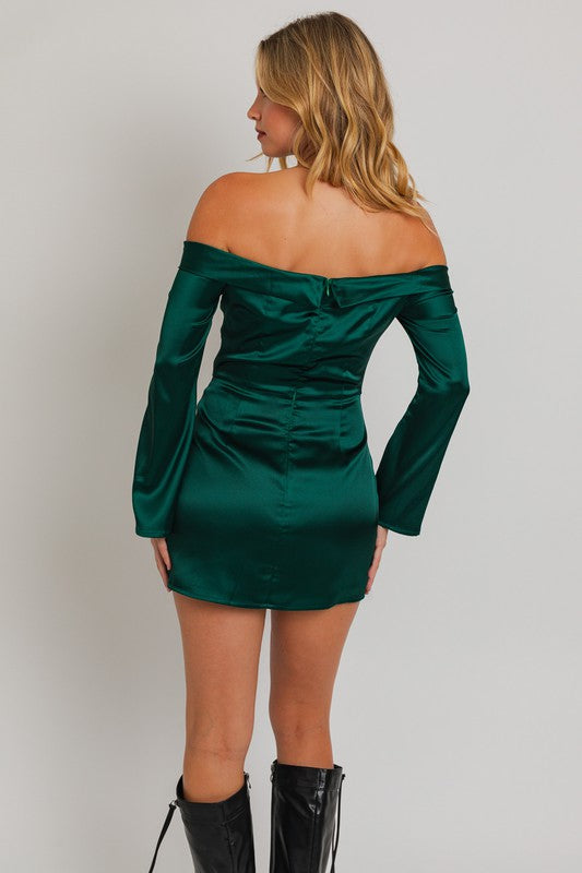 Forevergreen Off Shoulder Corset Mini Dress - Final Sale