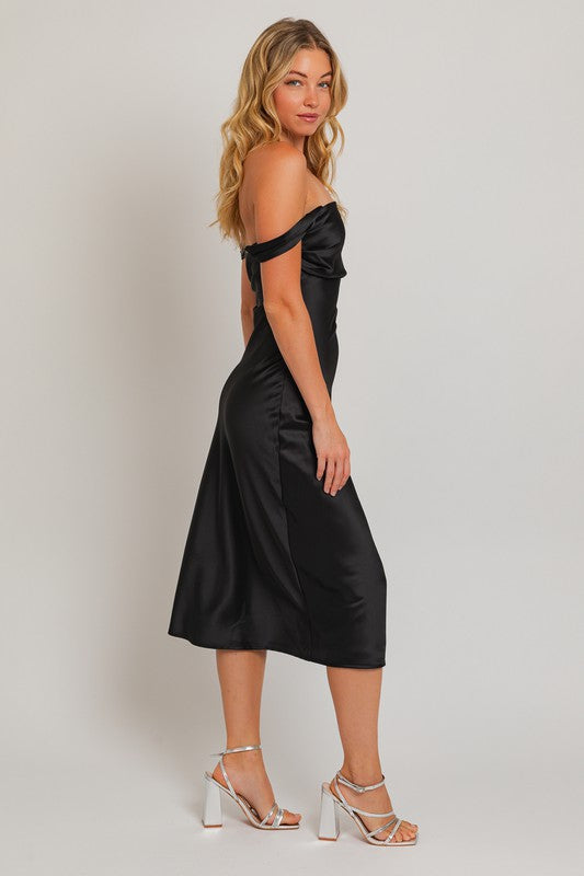 Sophisticated Occasion Off Shoulder Midi Dress