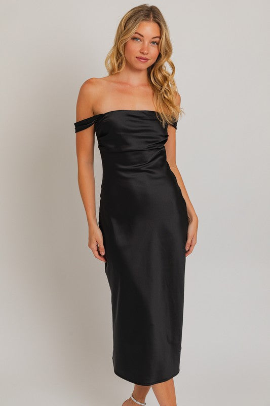 Sophisticated Occasion Off The Shoulder Midi Dress