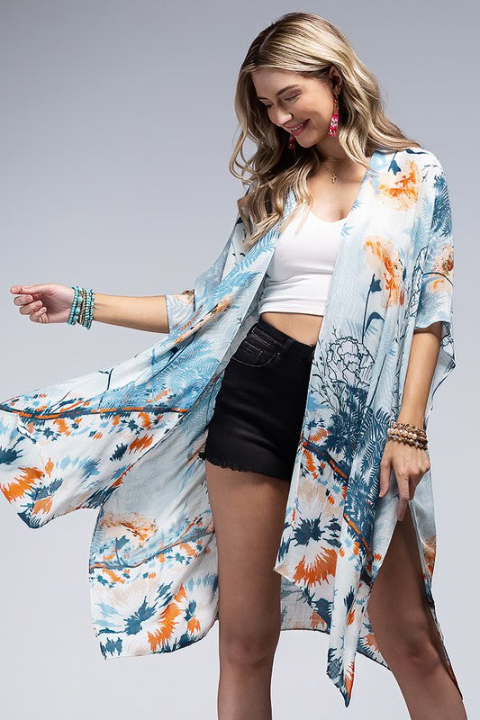 Indigo Morning Open Front Kimono