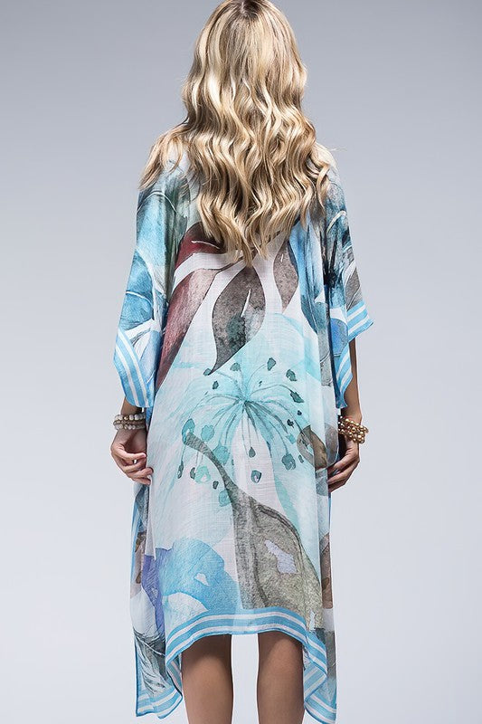 Serene Watercolor Open Front Kimono