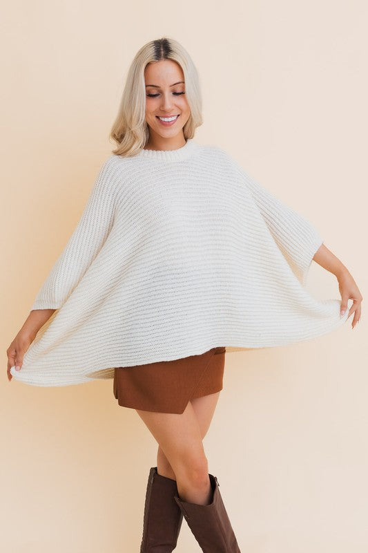 Urban Chic Ribbed Knit Sleeve Poncho