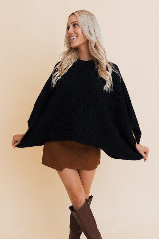 Urban Chic Ribbed Knit Sleeve Poncho