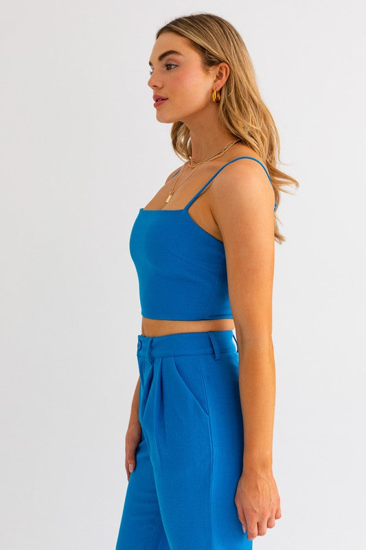 Sapphire Splash Sleeveless Crop Top - Final Sale