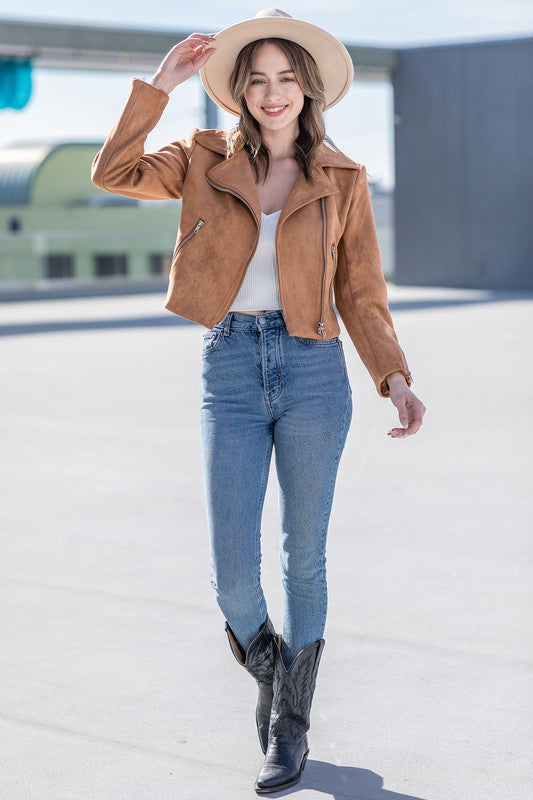 Vegan Suede Moto Jacket - Small - Final Sale