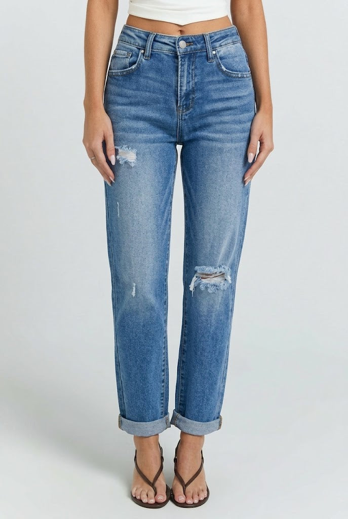 Kyra High Rise Roll Up Jeans