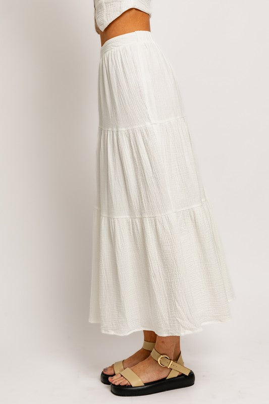 Newport Tiered Cotton Midi Skirt - Large - Final Sale