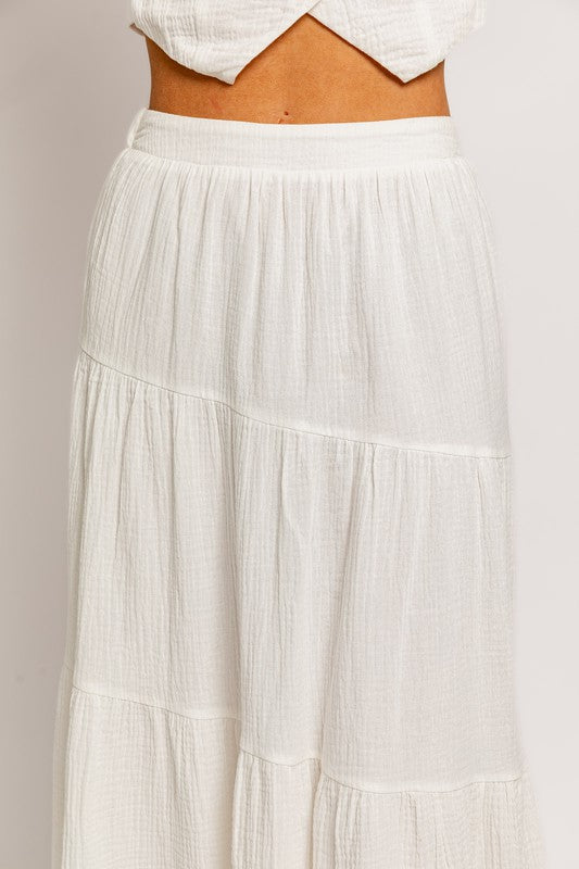 Newport Tiered Cotton Midi Skirt - Large - Final Sale