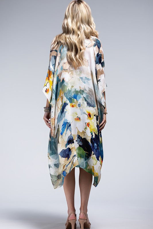 Monica Watercolor Open Front Kimono