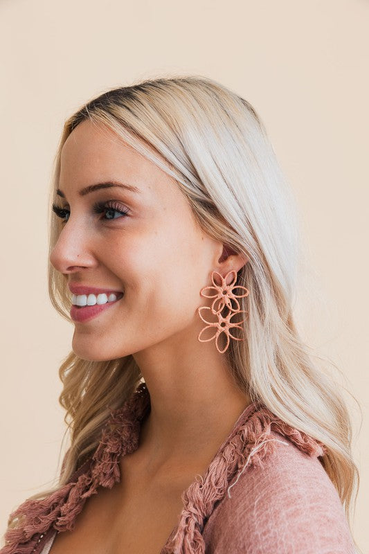 Raffia Flower Drop Earrings