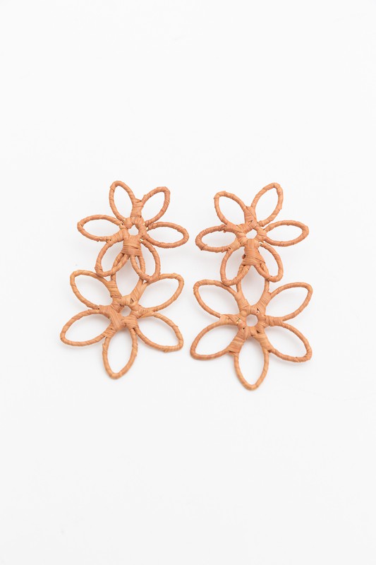 Raffia Flower Drop Earrings