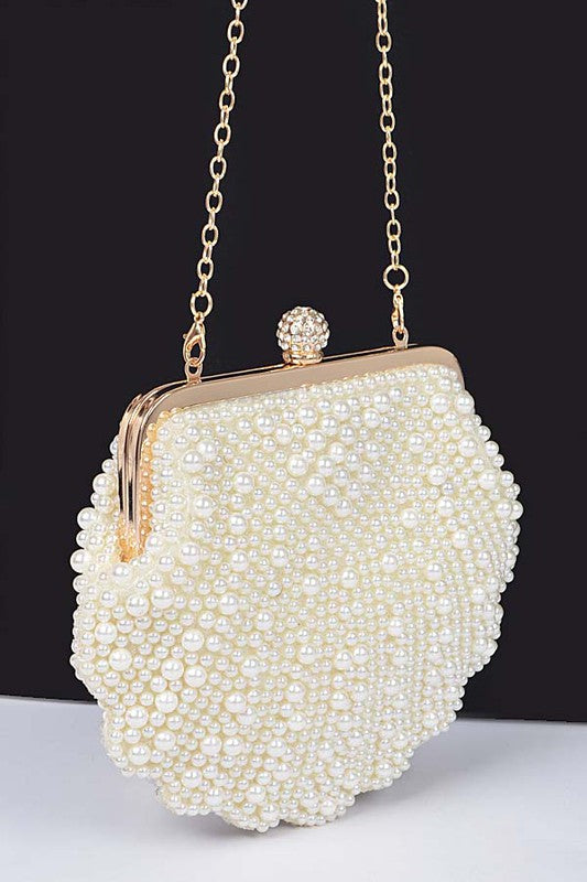 Faux Pearl Sea Shell Iconic Clutch Bag