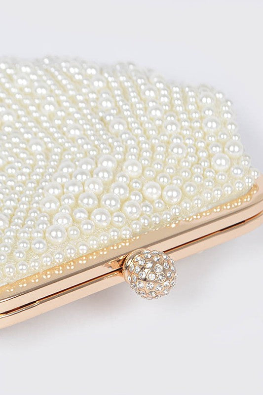 Faux Pearl Sea Shell Iconic Clutch Bag