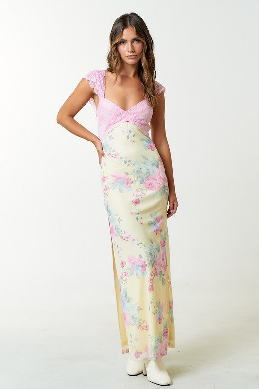 PREORDER - Sweet Tea Mesh Floral Maxi Dress