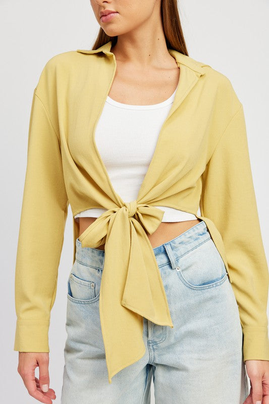 Lemon Crush Front Tie Wrap Top