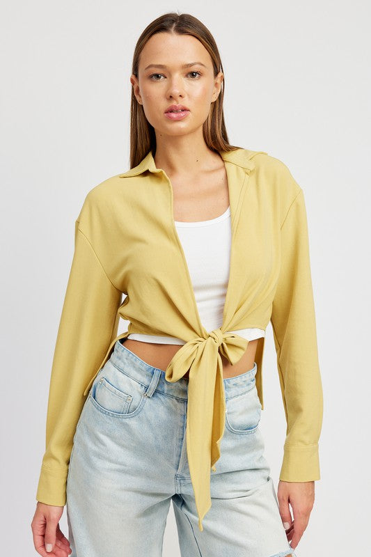 Lemon Crush Front Tie Wrap Top