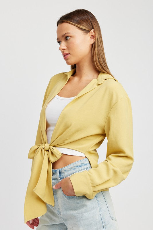 Lemon Crush Front Tie Wrap Top