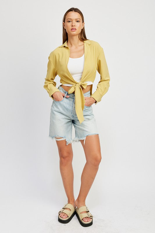 Lemon Crush Front Tie Wrap Top