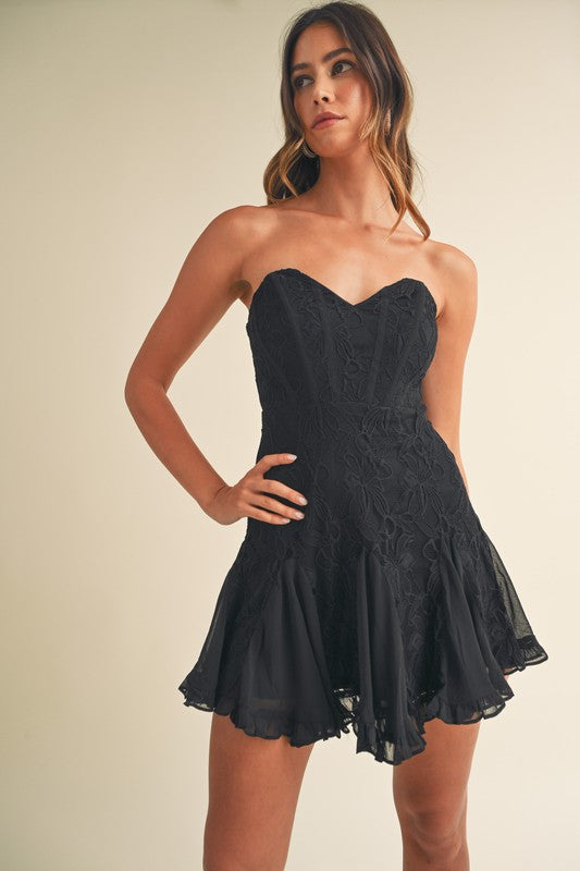 Justina Strapless Lace Corset Mini Dress - Final Sale