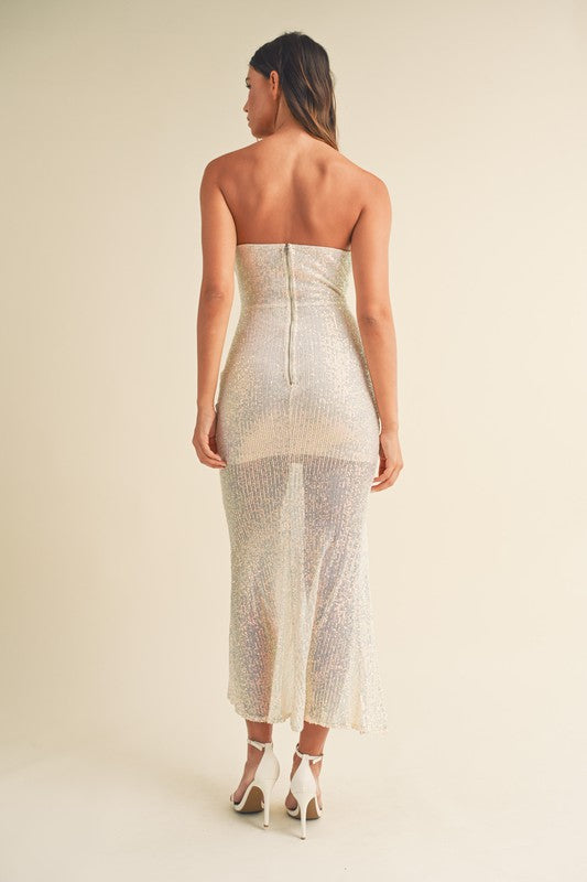 Fizz The Season Sequin Draped Maxi Dress - Final Sale