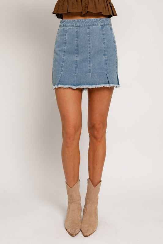 Courtney Pleated Denim Mini Skirt