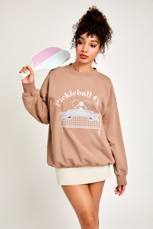 Pickleball Club Crew Neck Pullover Top - Final Sale