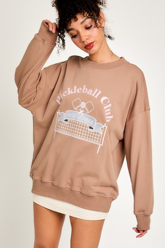 Pickleball Club Crew Neck Pullover Top - Final Sale