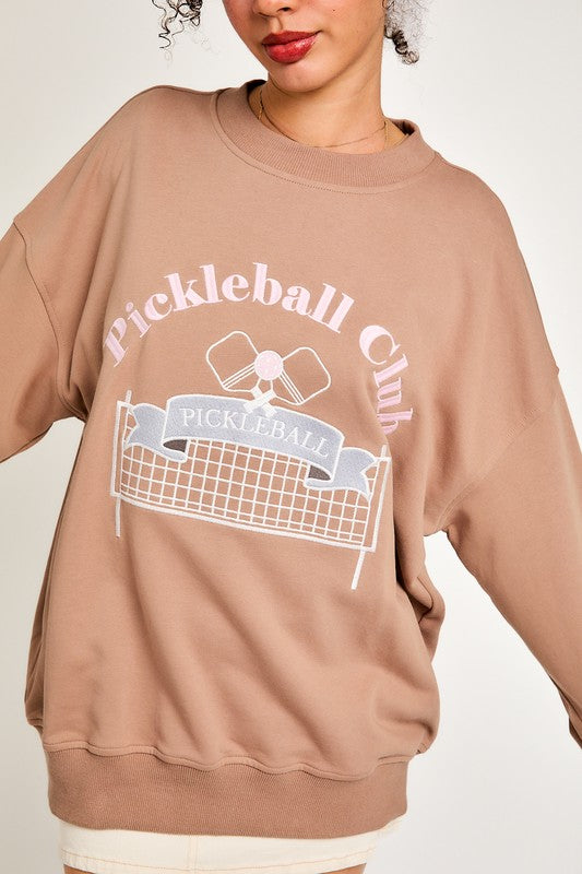 Pickleball Club Crew Neck Pullover Top