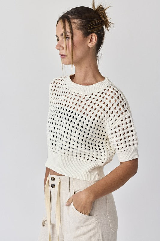 Alina Crochet Short Sleeve Top