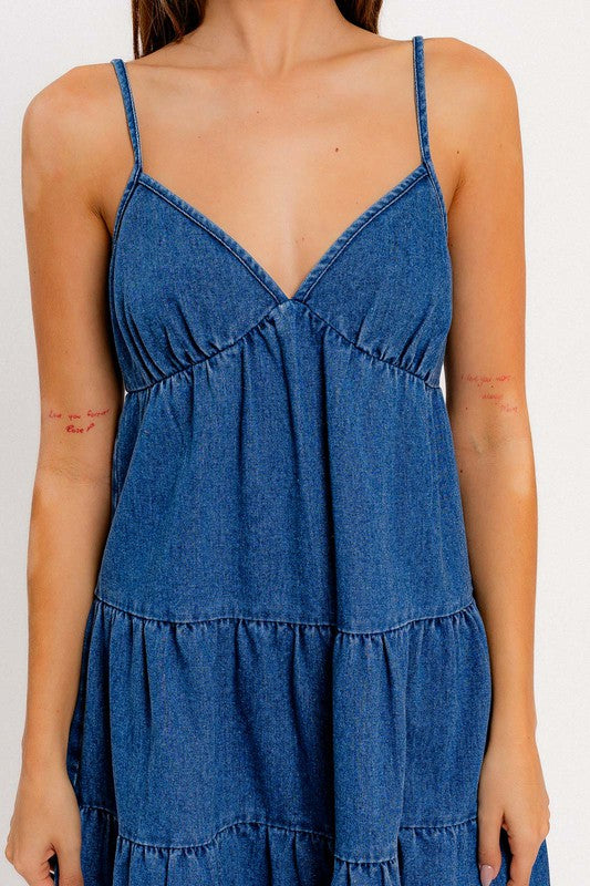 Ready to Charm Tiered Denim Mini Dress