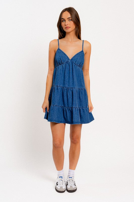 Ready to Charm Tiered Denim Mini Dress