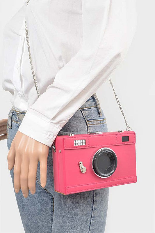 Iconic Camera Box Clutch Crossbody Bag