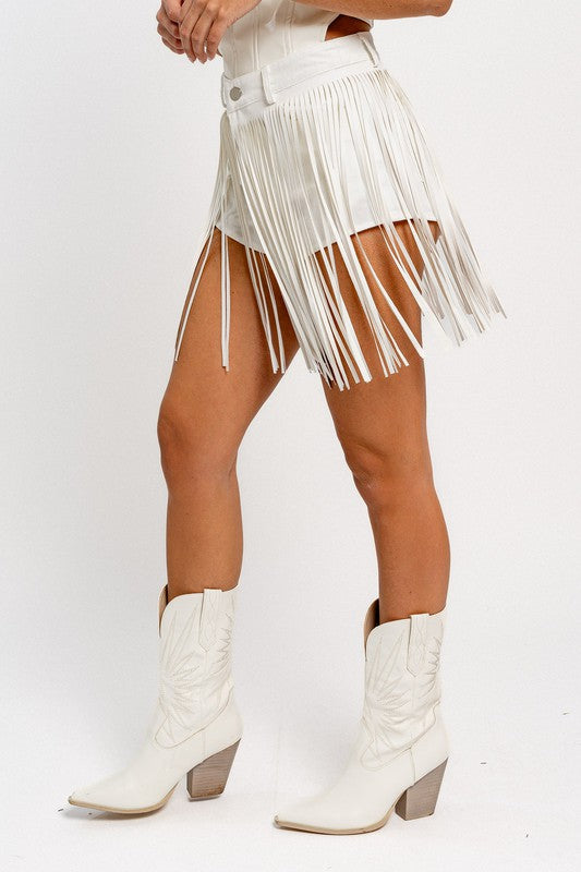 Fringe With Benefits High Waisted Denim Shorts - Extra Small - Final Sale