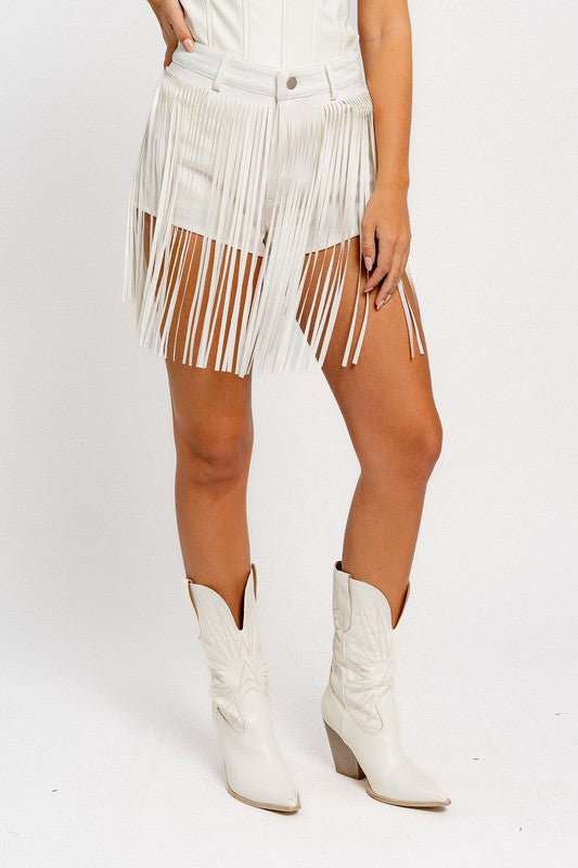 Fringe With Benefits High Waisted Denim Shorts - Extra Small - Final Sale