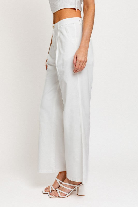 Putting In The Work Wide Leg Linen Pleated Pants