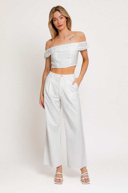 Putting In The Work Wide Leg Linen Pleated Pants