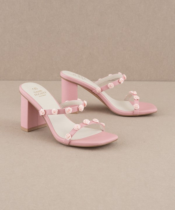 Nia Rosette Adorned Heel Sandal