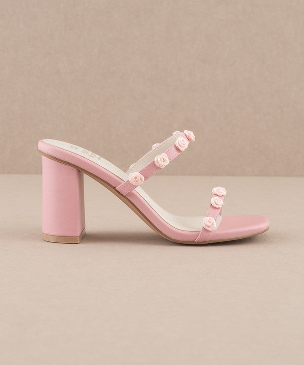 Nia Rosette Adorned Heel Sandal