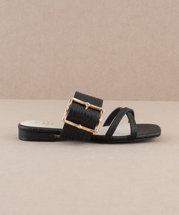 Vacation Buckle Slide Flat Sandals