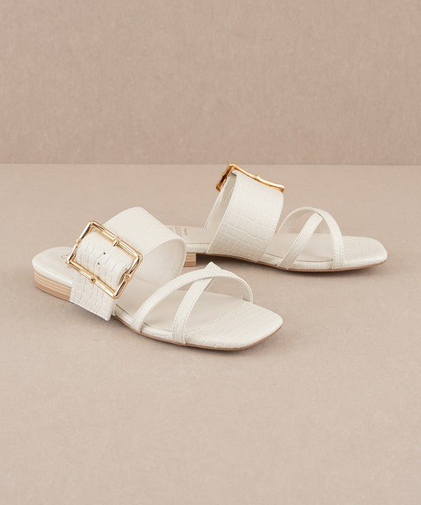 Vacation Buckle Slide Flat Sandals