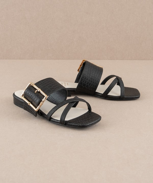 Vacation Buckle Slide Flat Sandals