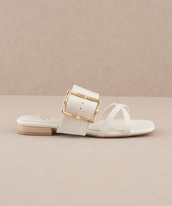 Vacation Buckle Slide Flat Sandals