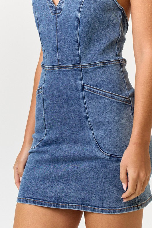 My Favorite Color Is Denim Mini Dress - Large - Final Sale