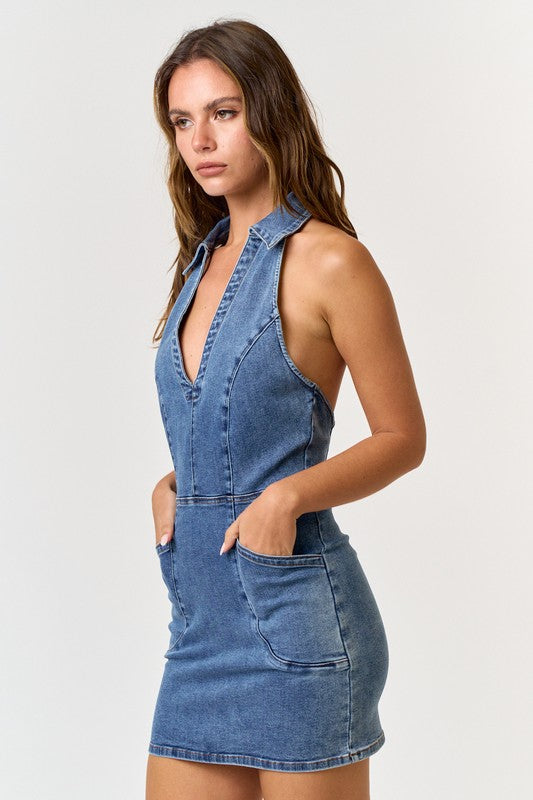 My Favorite Color Is Denim Mini Dress - Large - Final Sale