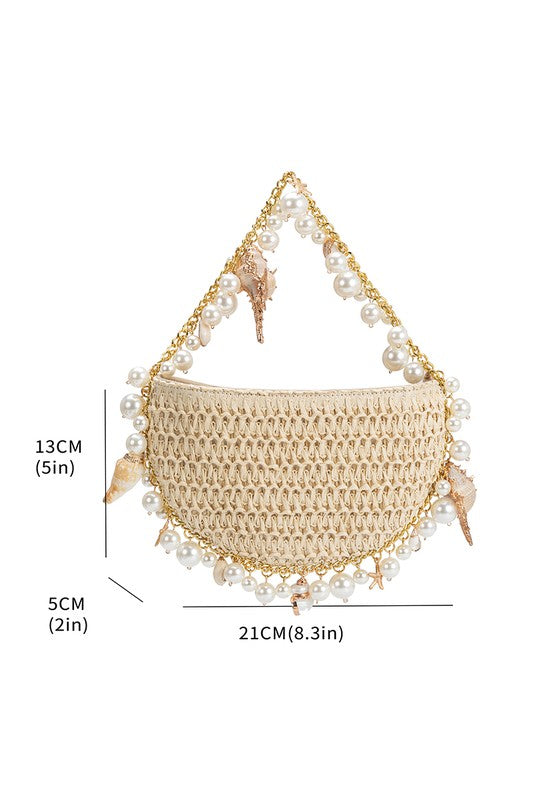 Isla Natural Shells Straw Top Handle Bag