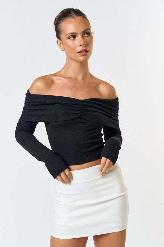 Elegant Off Shoulder Long Sleeve Top