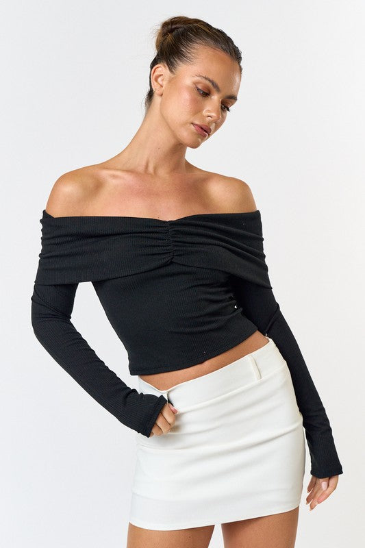 Elegant Off Shoulder Long Sleeve Top